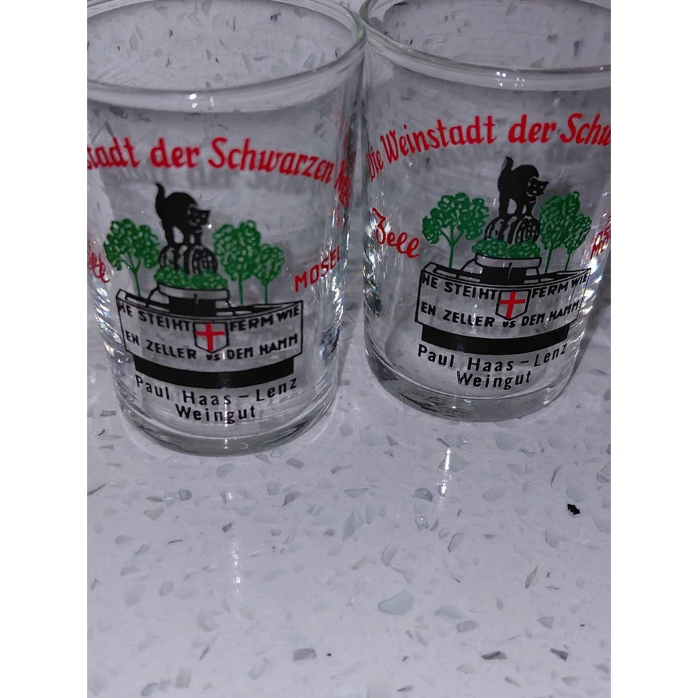 Set of 2 German Paul Haas Weinstadt de Schwarzan Shot Wine Glasses Vintage 1970s